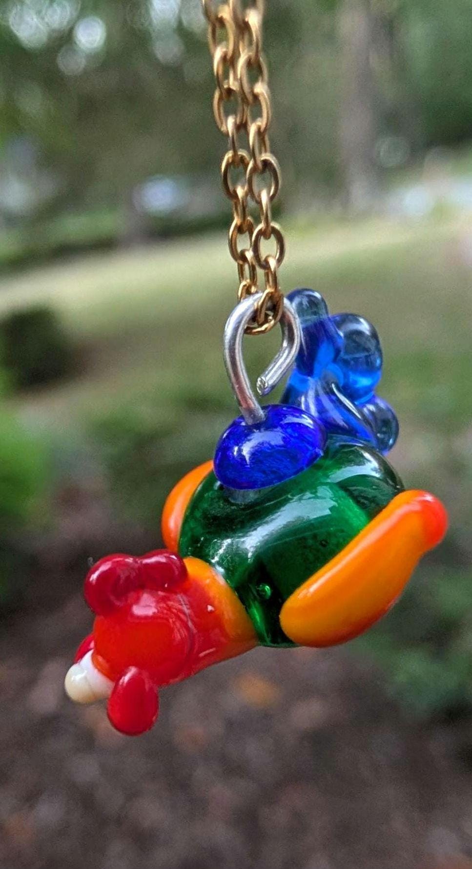 Handmade Sri Lankan/Red Junglefowl Lampworked Glass Bead Necklace