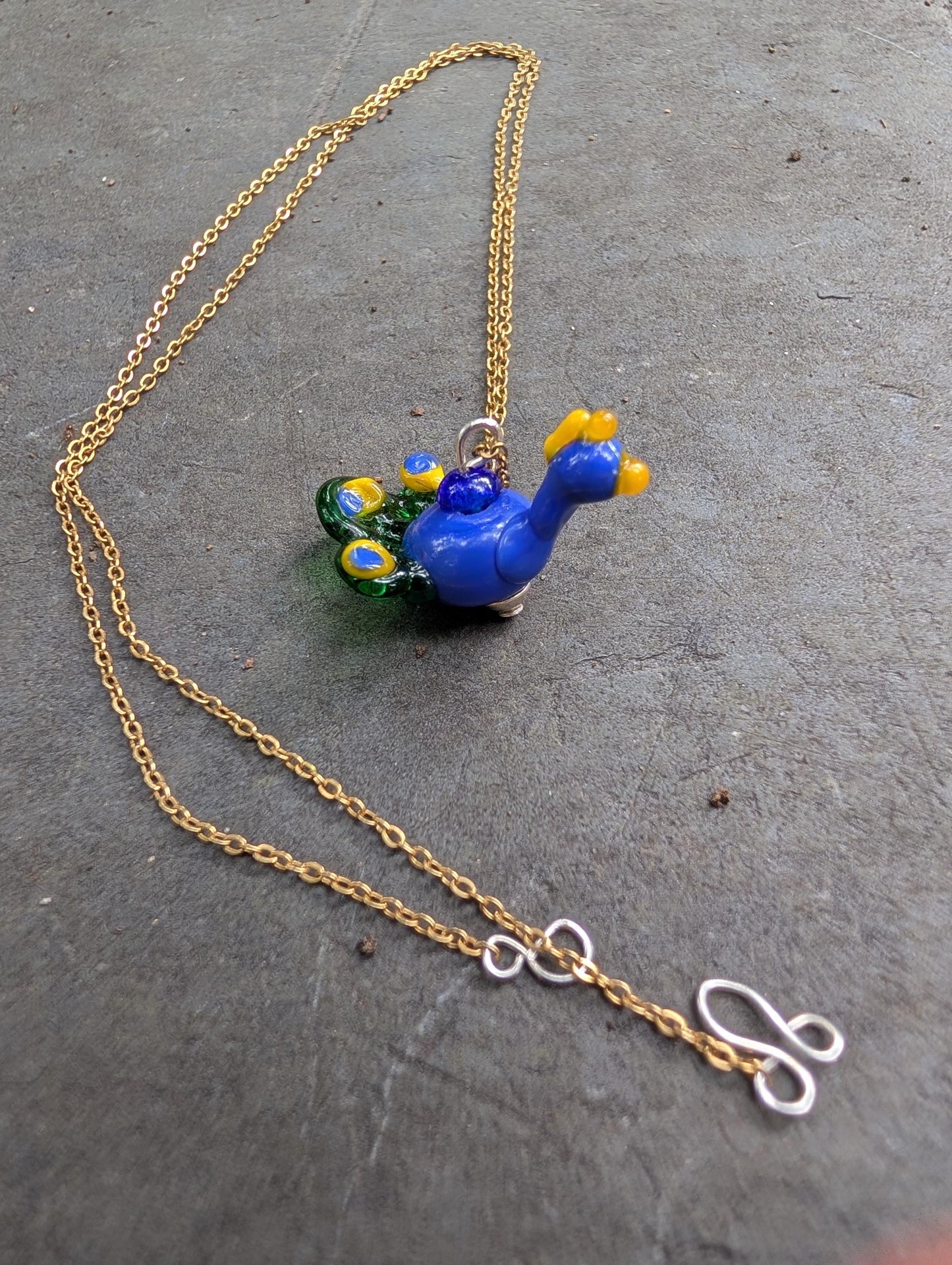 Lampworked Peacock Necklace