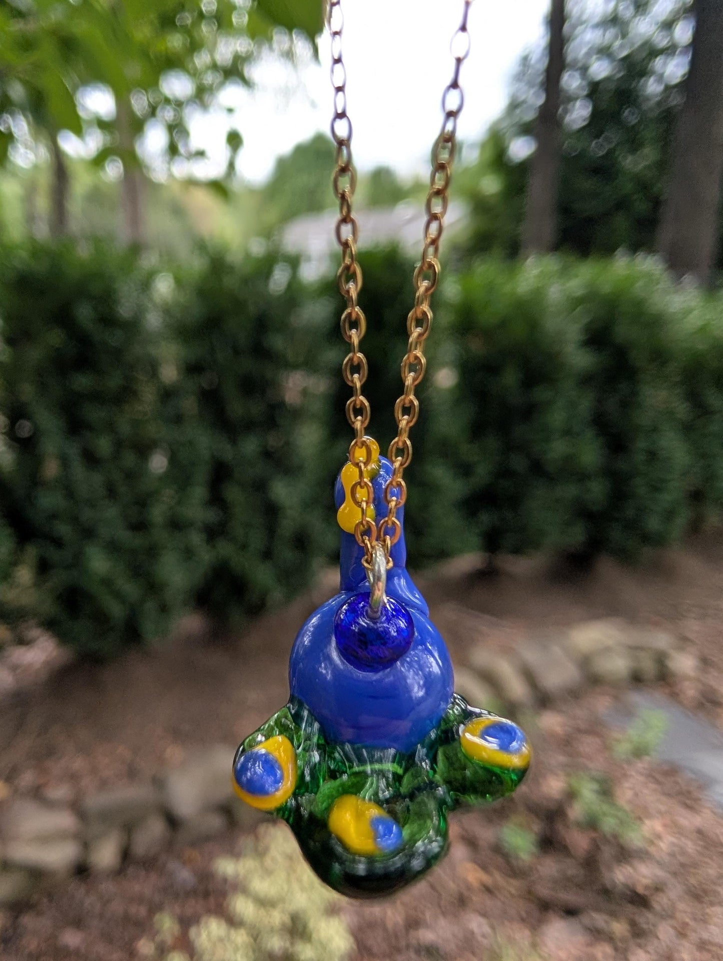 Lampworked Peacock Necklace