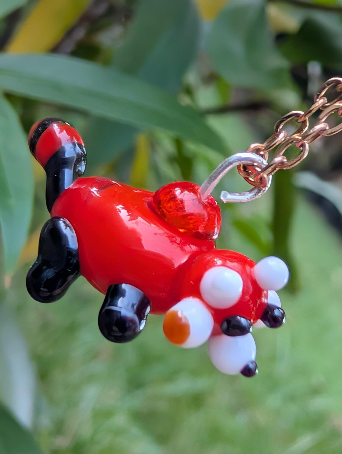 Lampworked Red Panda Charm Necklace