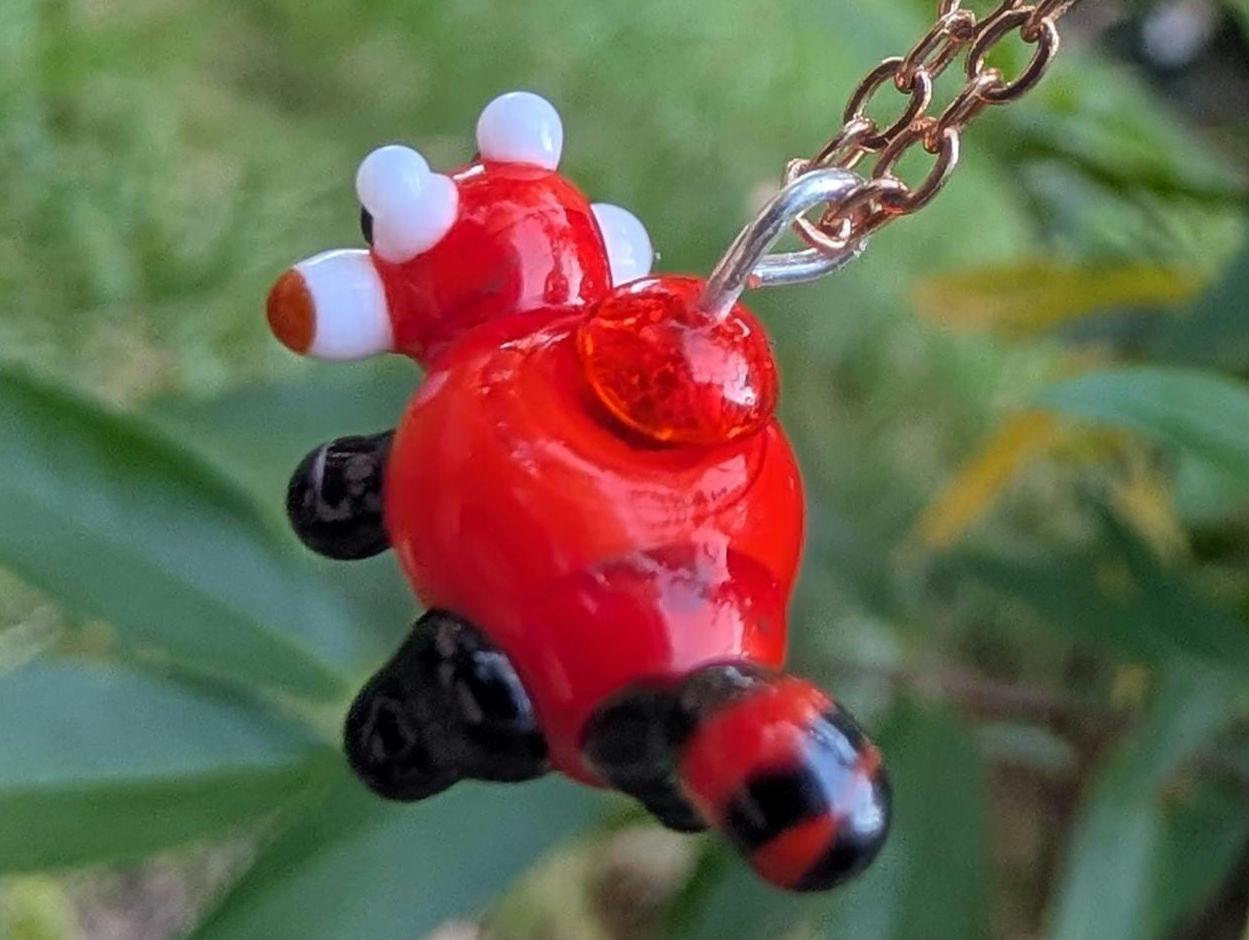 Lampworked Red Panda Charm Necklace