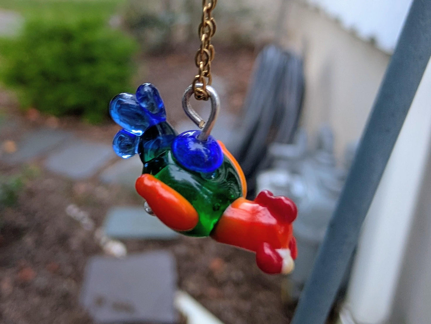 Handmade Sri Lankan/Red Junglefowl Lampworked Glass Bead Necklace