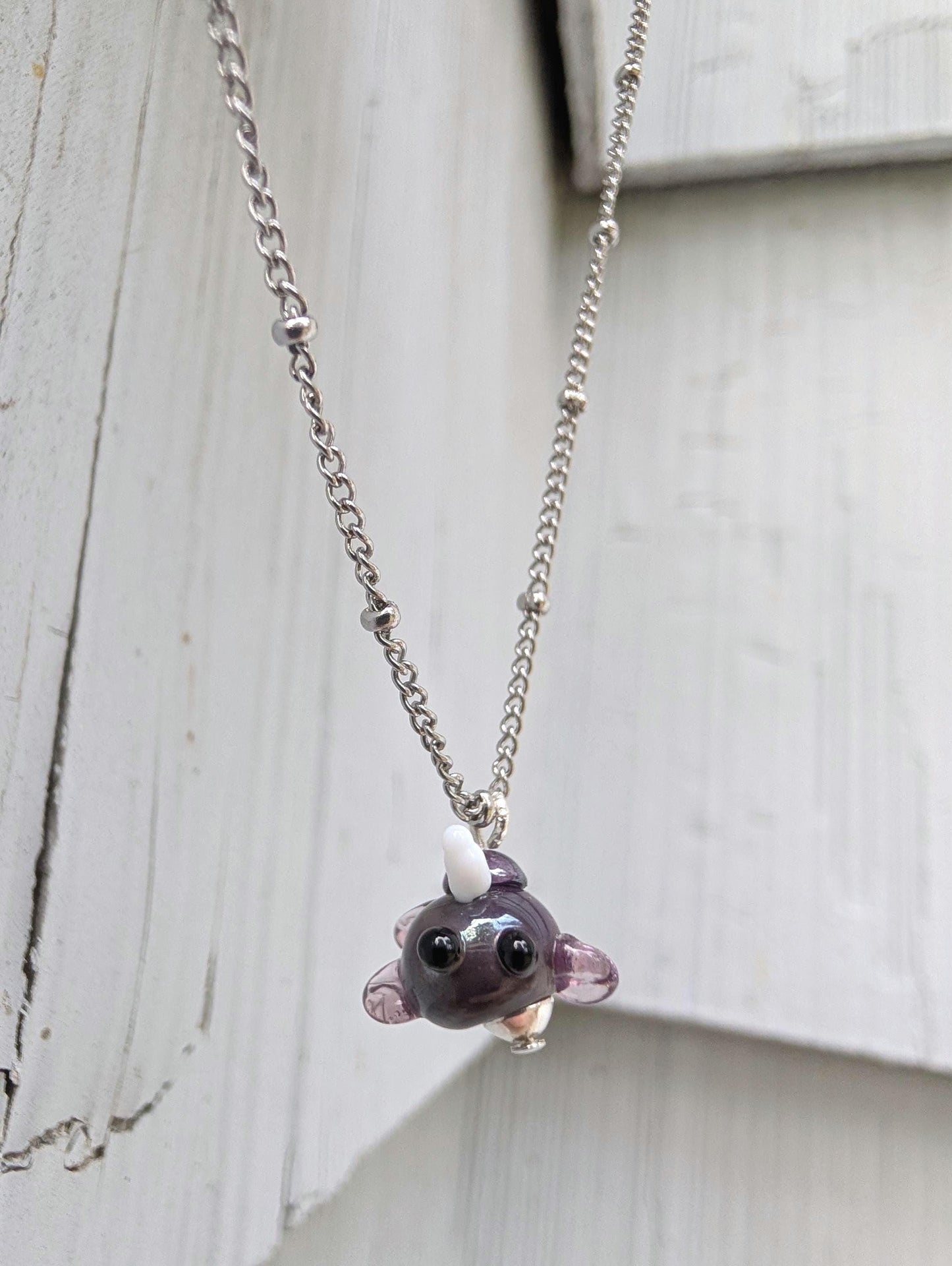 Lampworked Narwhal Necklace