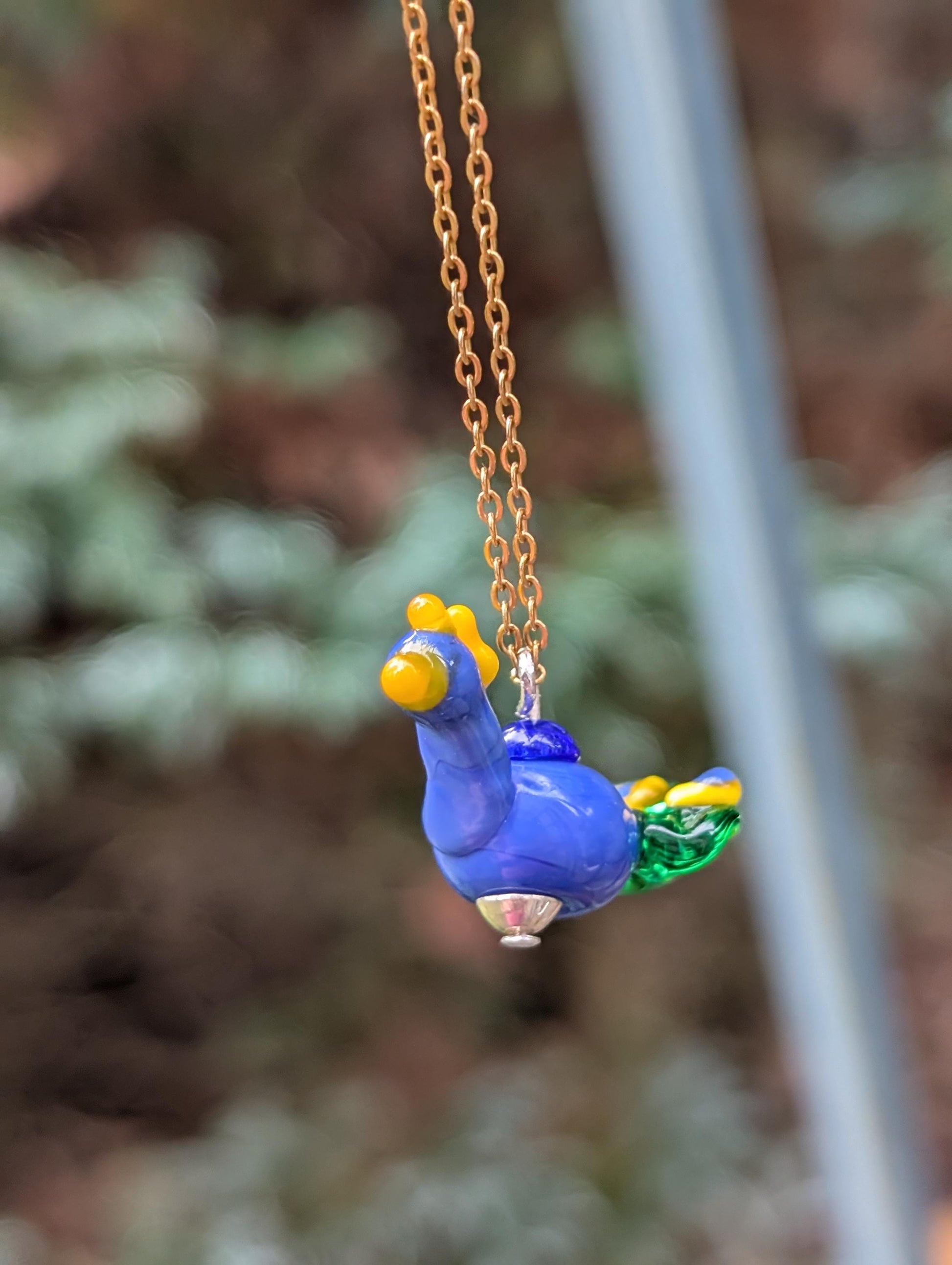 Lampworked Peacock Necklace