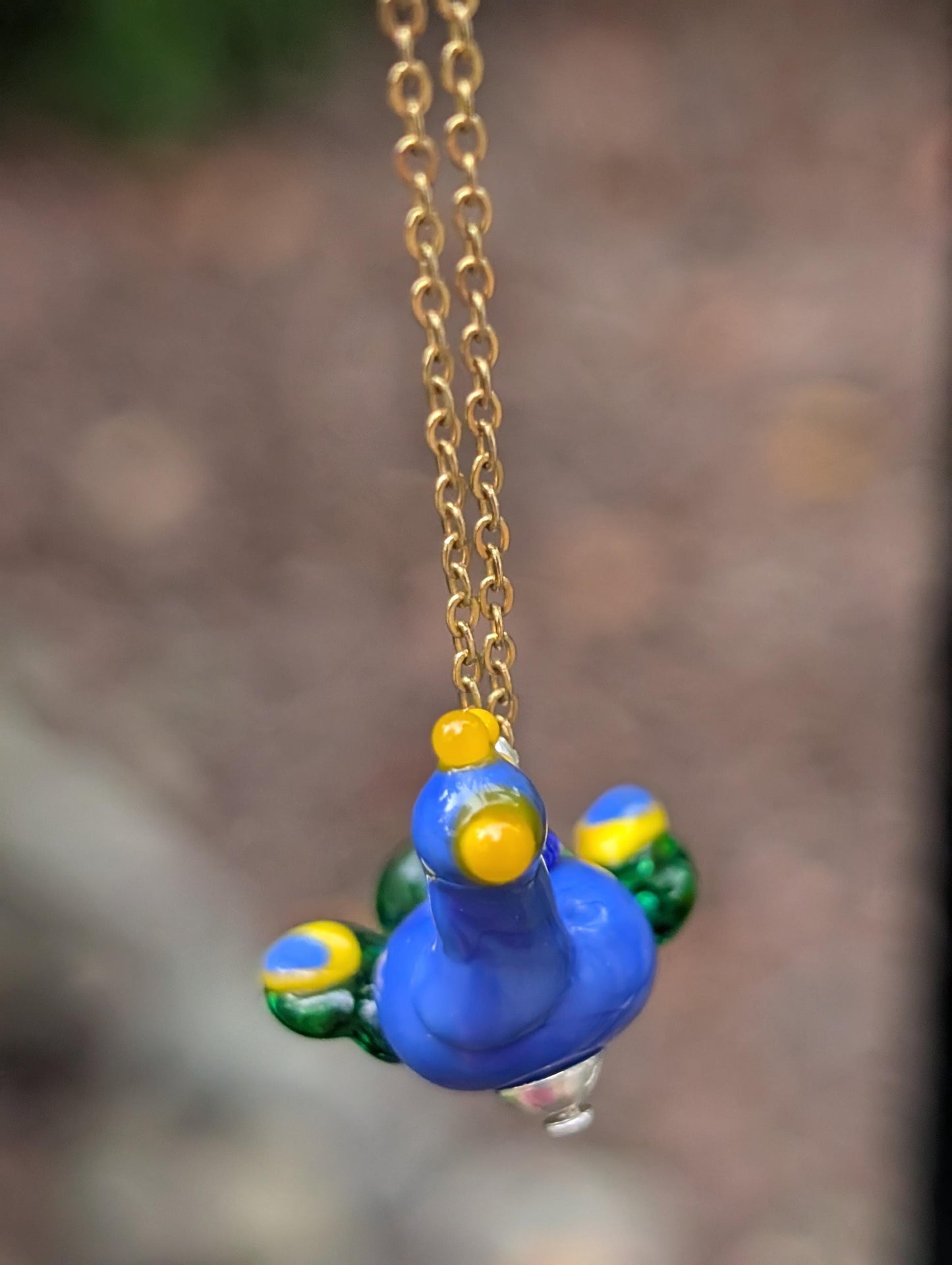 Lampworked Peacock Necklace