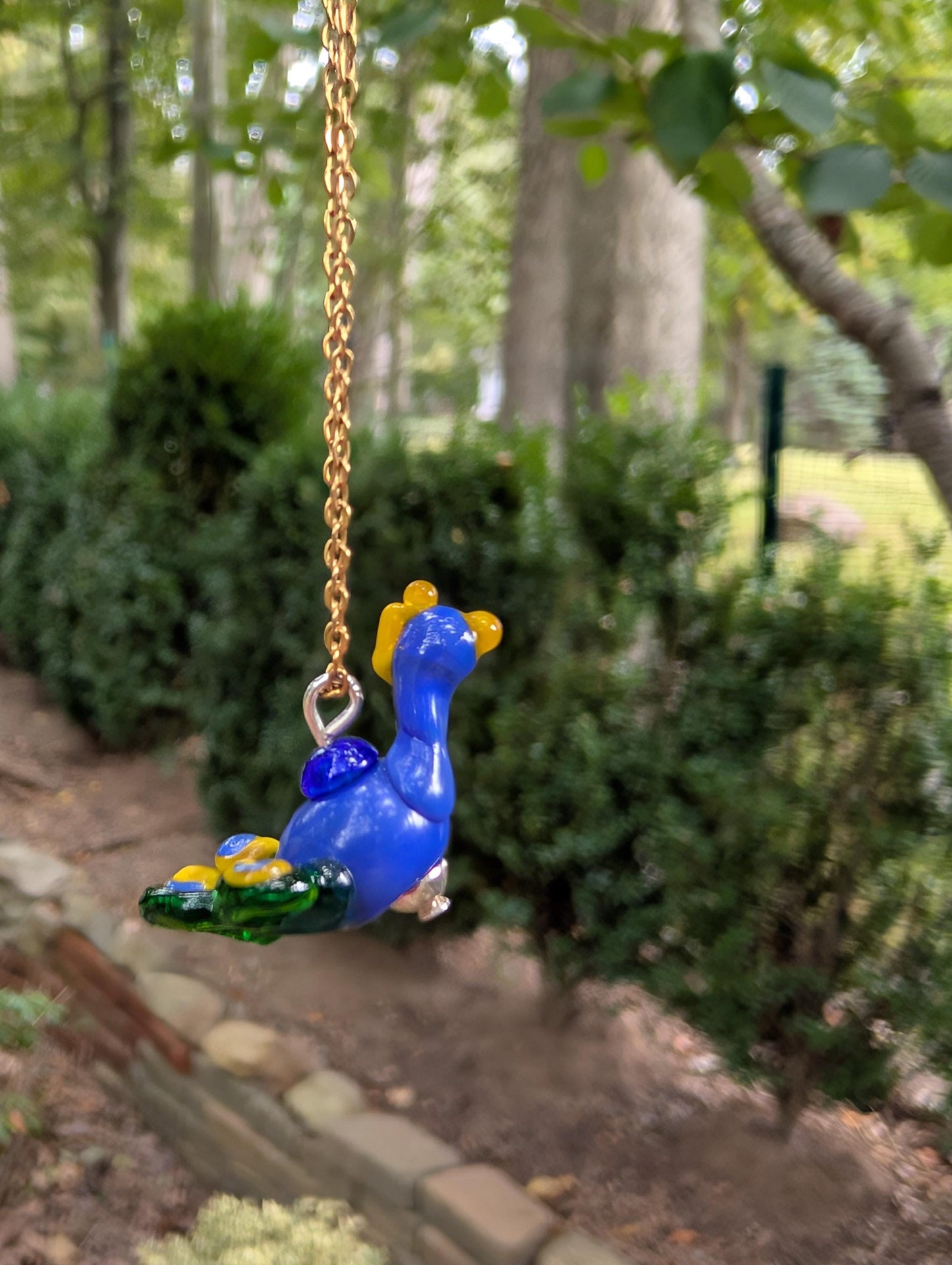 Lampworked Peacock Necklace