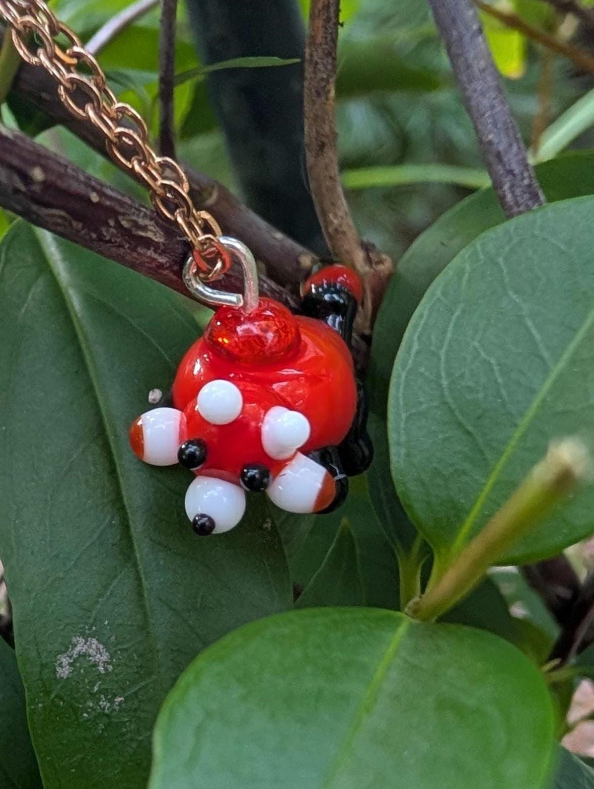 Lampworked Red Panda Charm Necklace