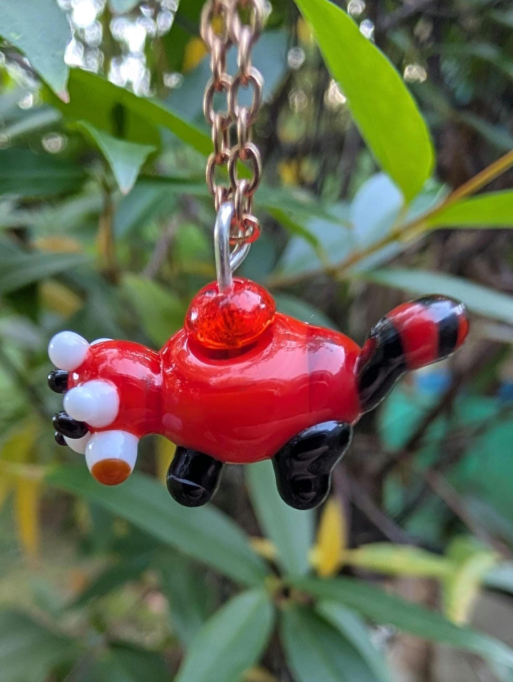 Lampworked Red Panda Charm Necklace