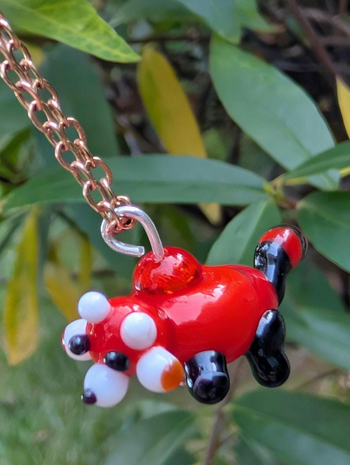 Lampworked Red Panda Charm Necklace