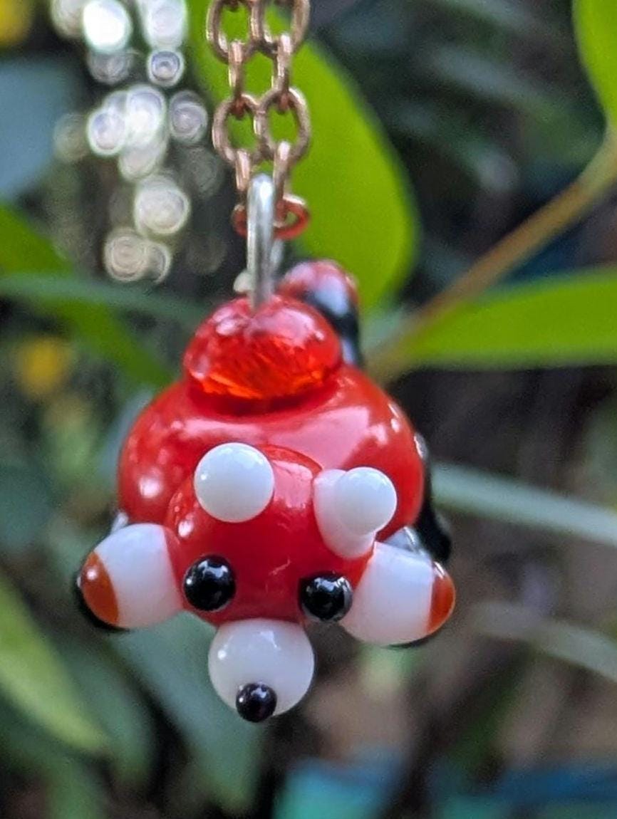 Lampworked Red Panda Charm Necklace