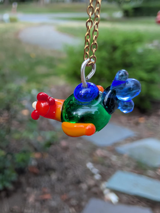 Handmade Sri Lankan/Red Junglefowl Lampworked Glass Bead Necklace