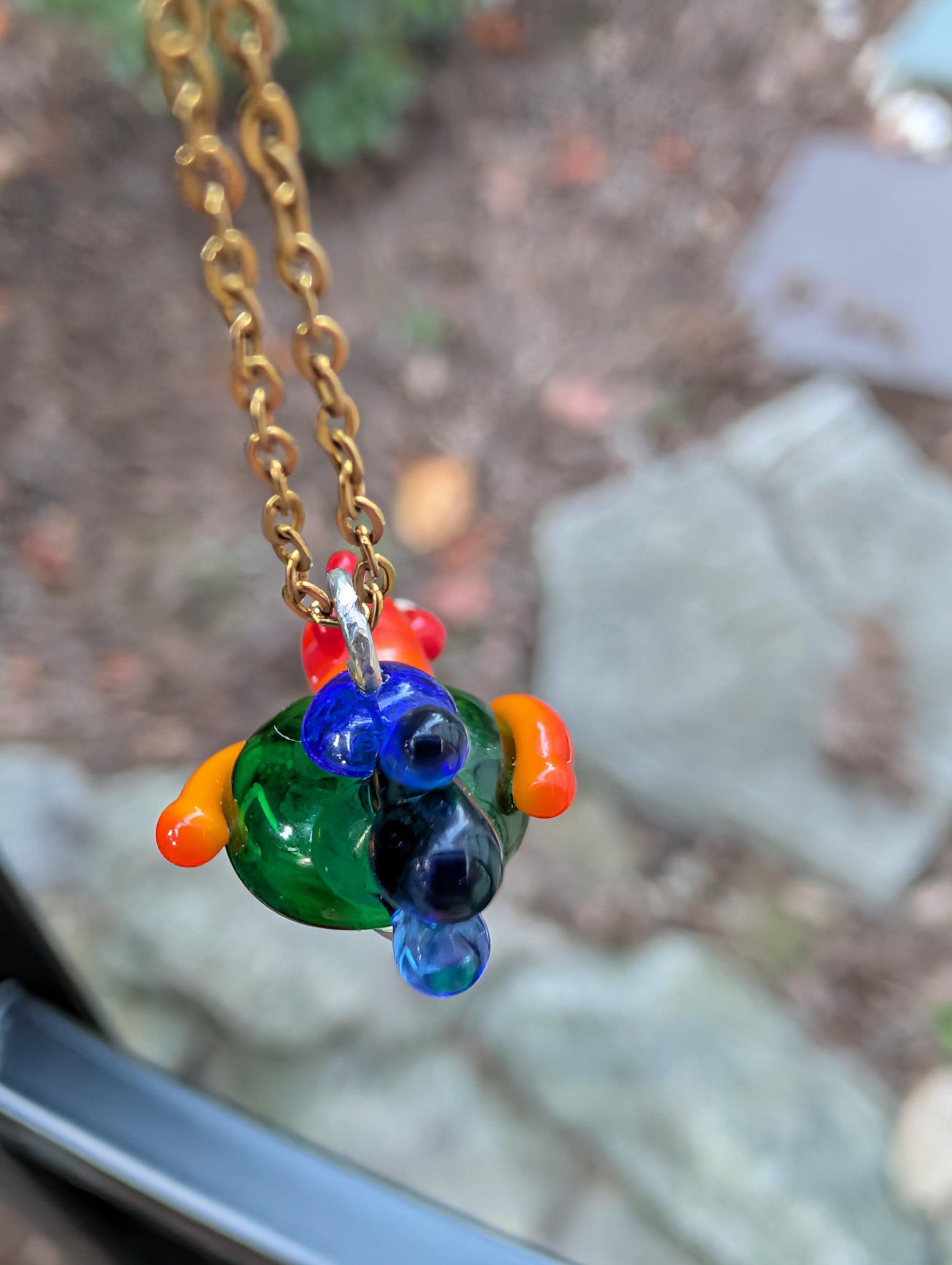 Handmade Sri Lankan/Red Junglefowl Lampworked Glass Bead Necklace