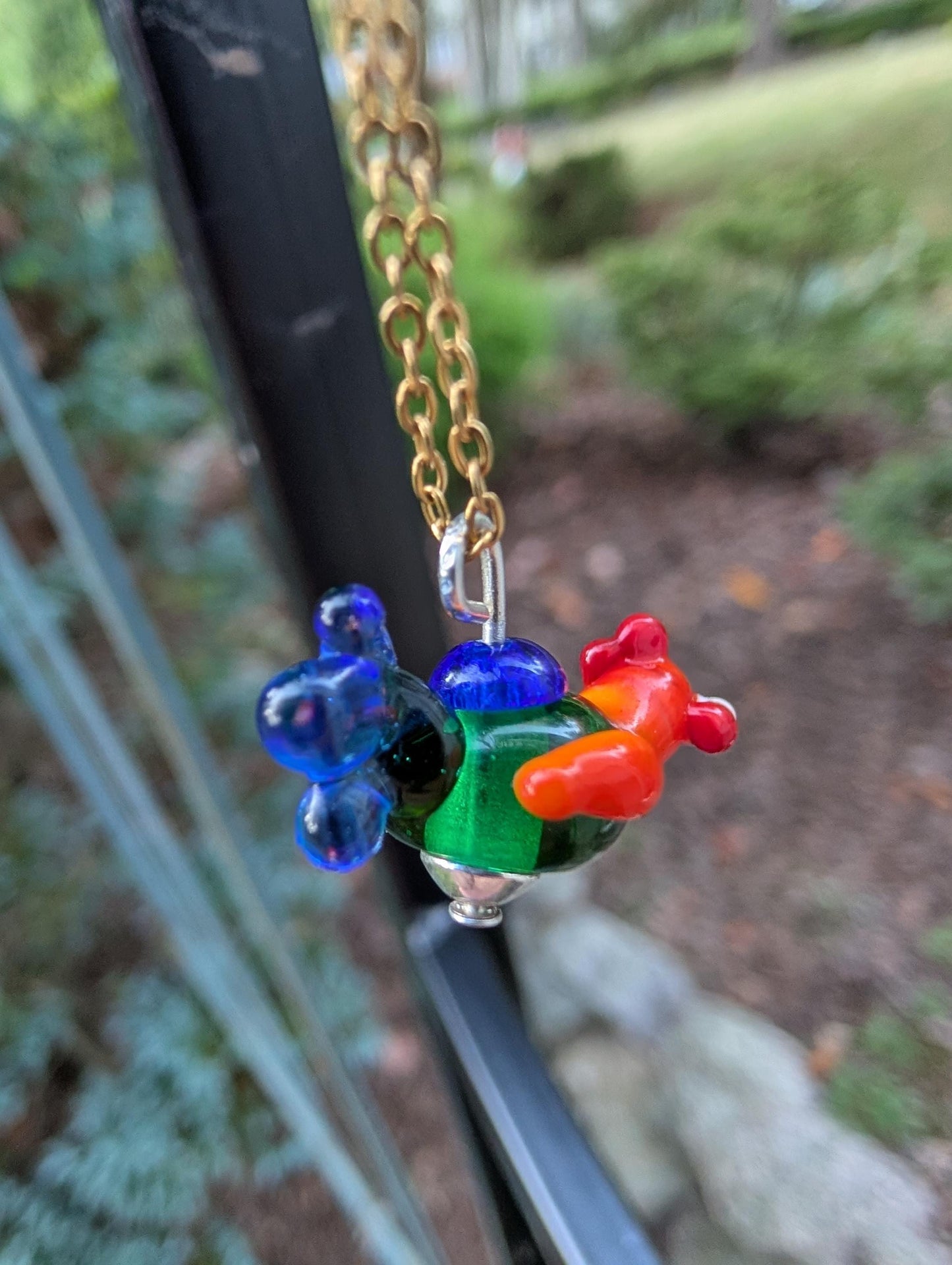 Handmade Sri Lankan/Red Junglefowl Lampworked Glass Bead Necklace