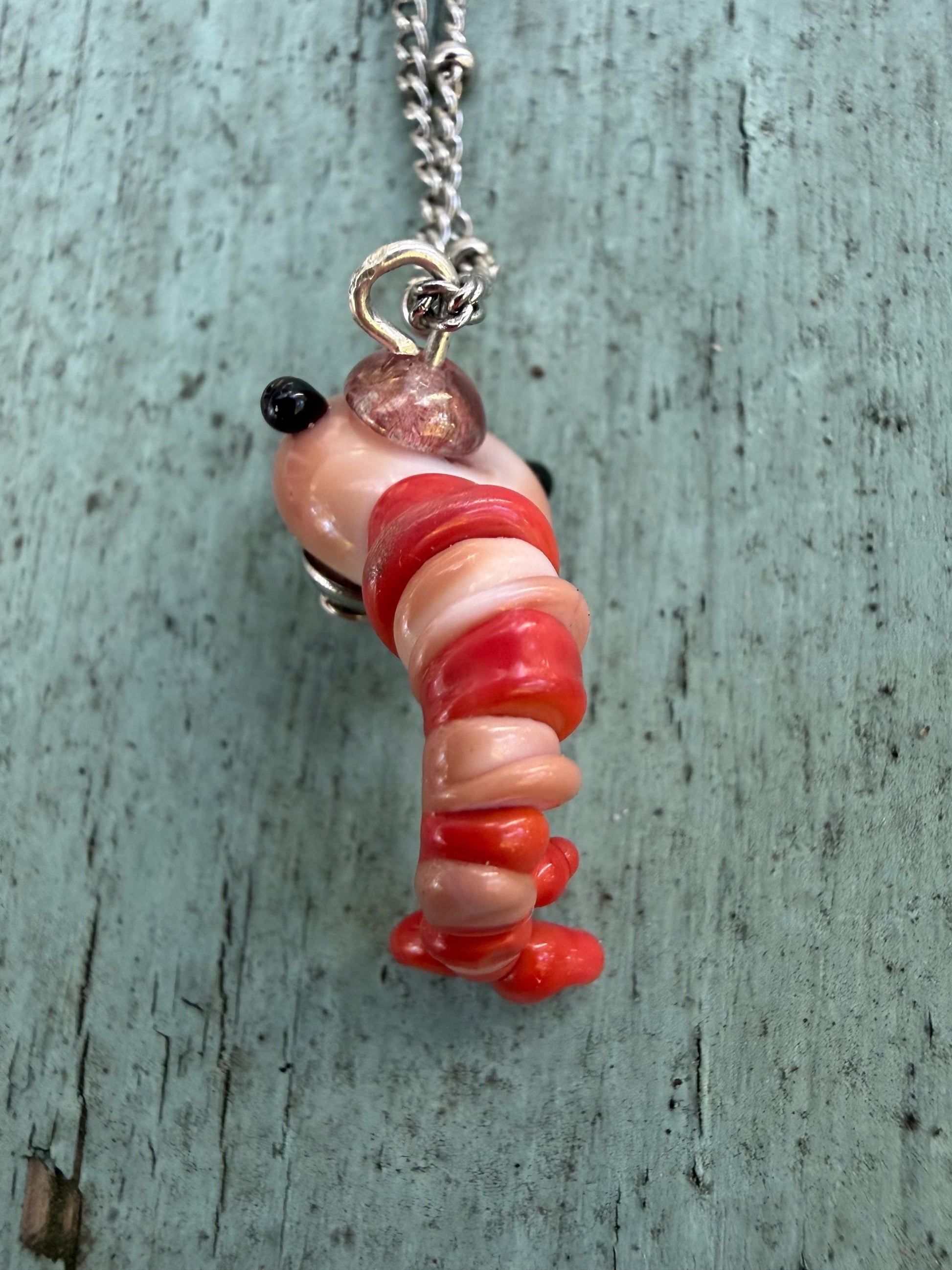 Lampworked Shrimp Charm Necklace
