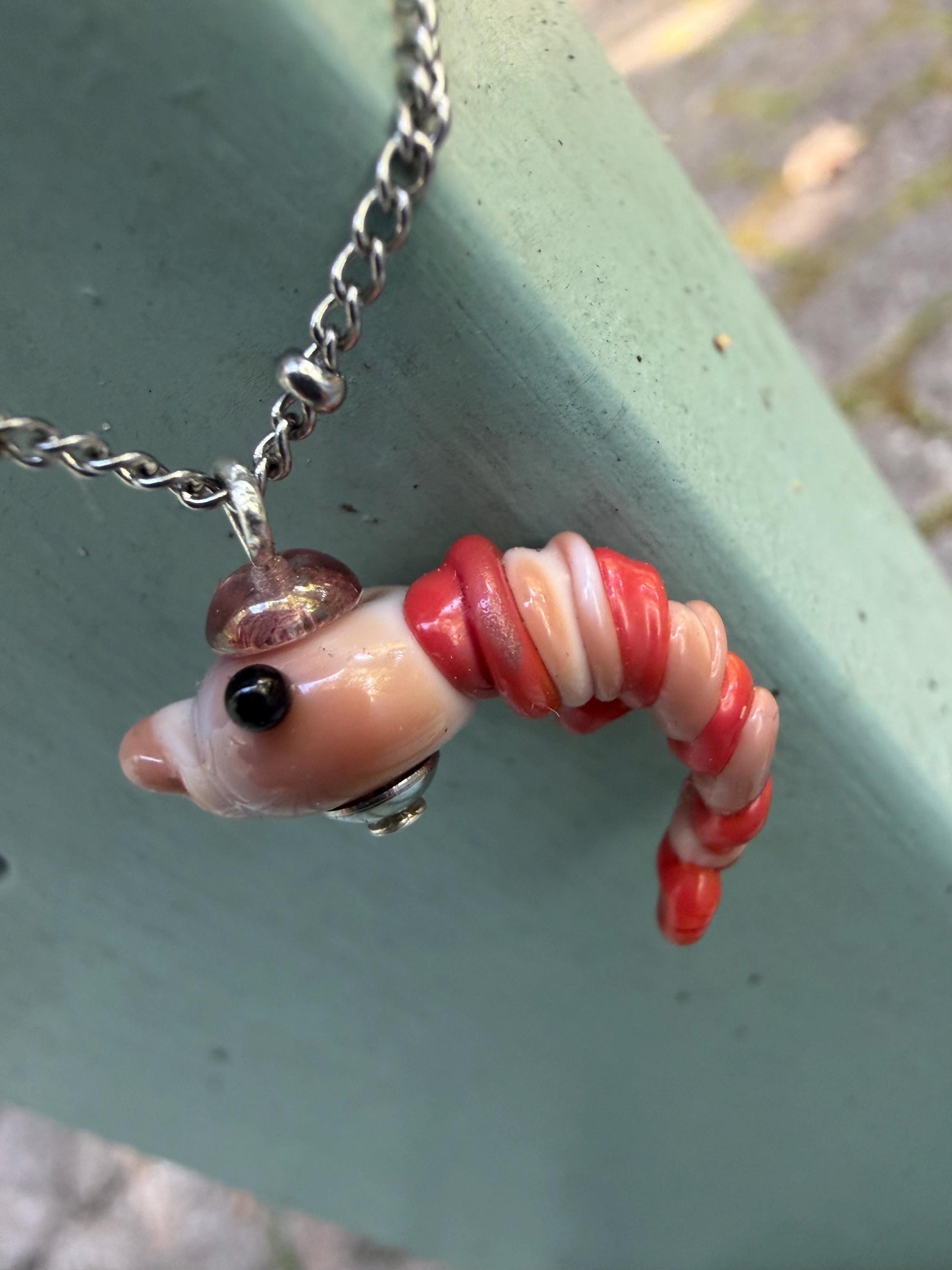 Lampworked Shrimp Charm Necklace