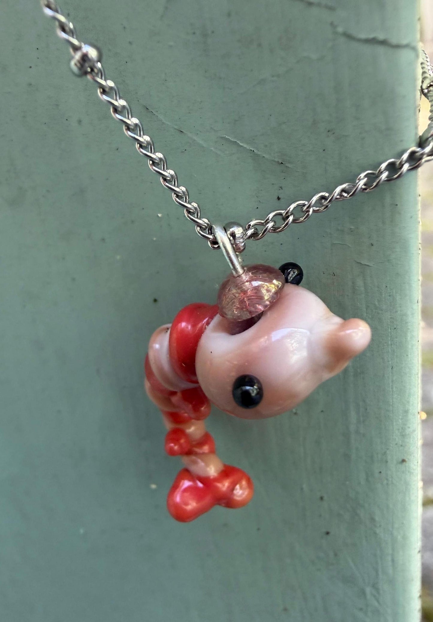 Lampworked Shrimp Charm Necklace