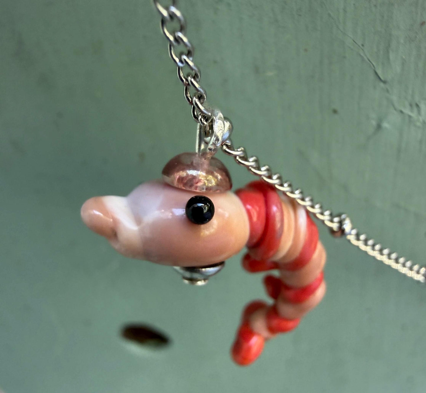 Lampworked Shrimp Charm Necklace