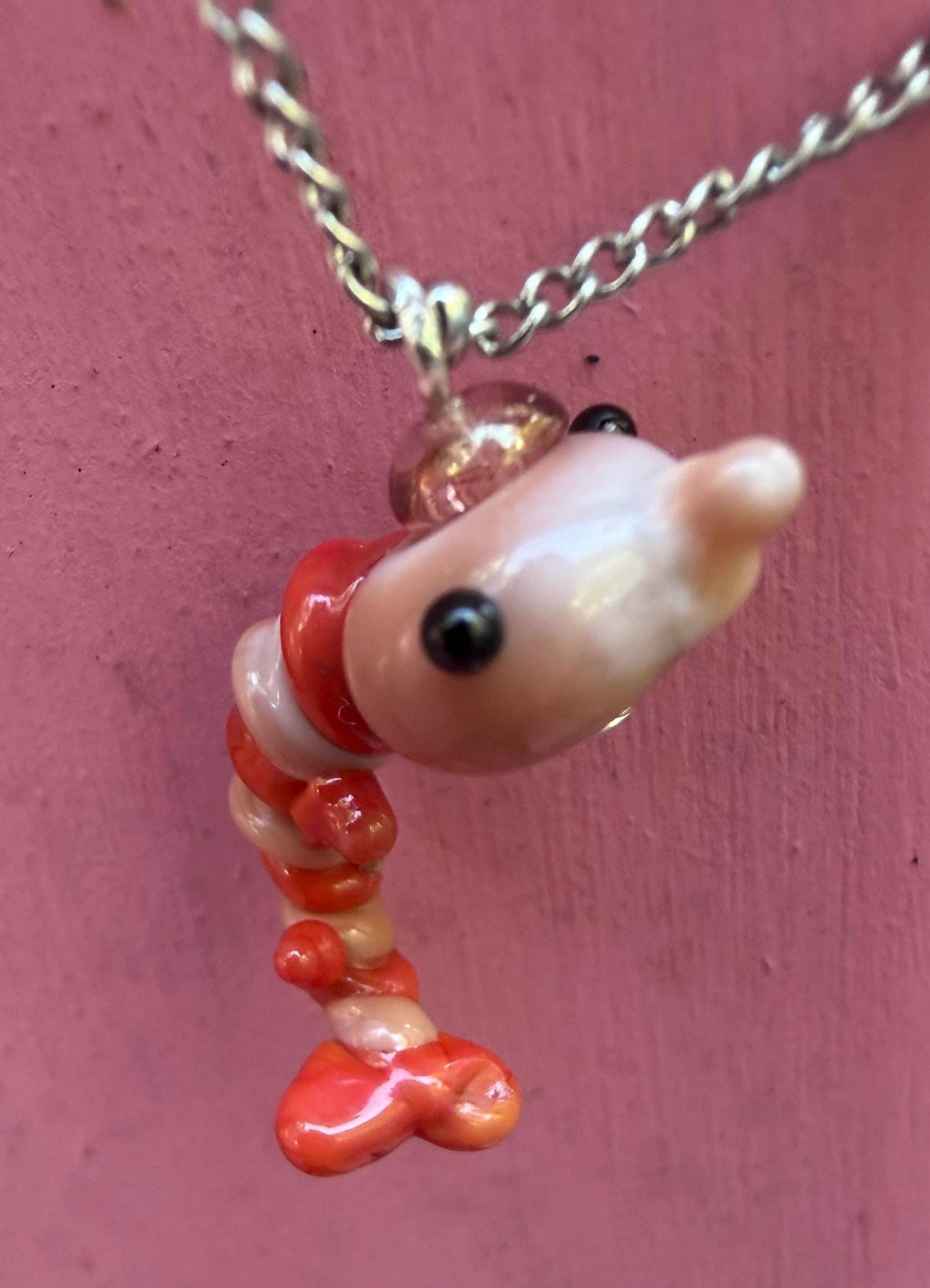 Lampworked Shrimp Charm Necklace