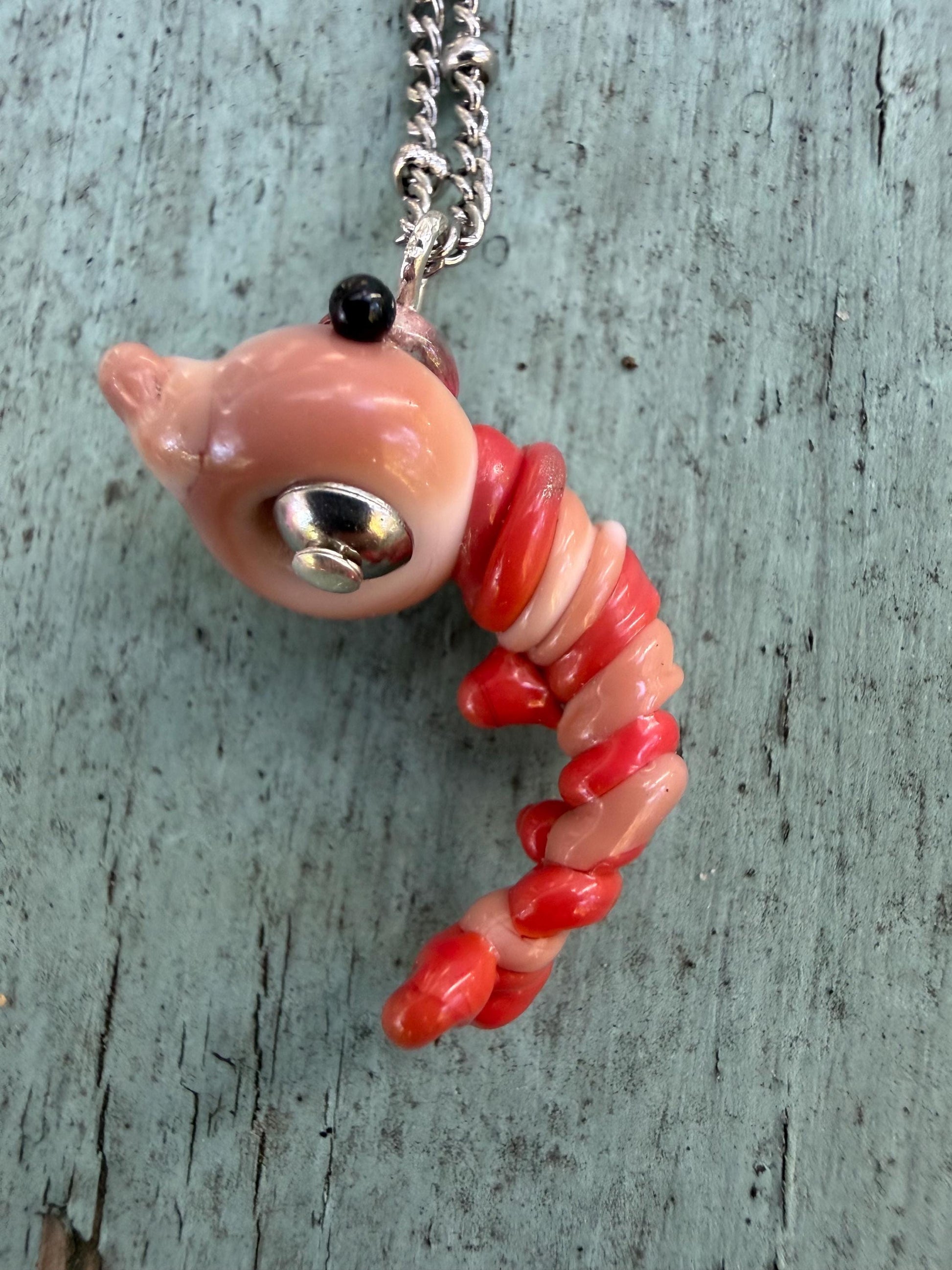 Lampworked Shrimp Charm Necklace