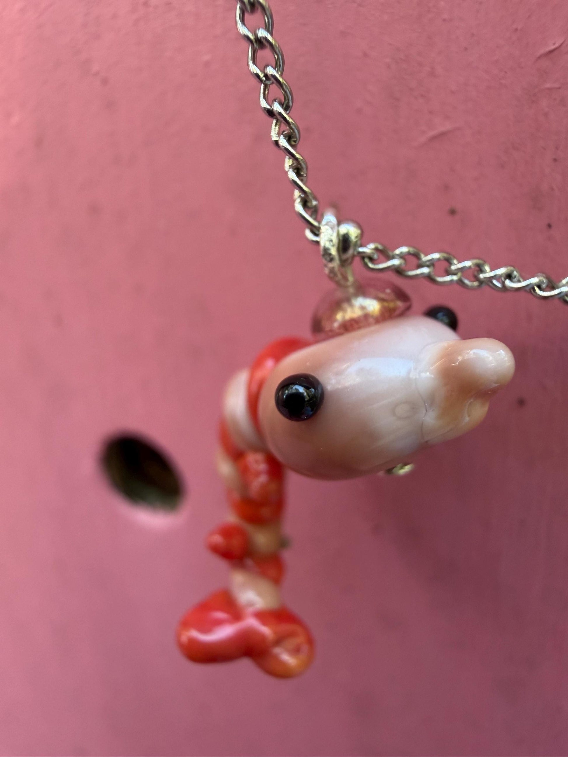 Lampworked Shrimp Charm Necklace