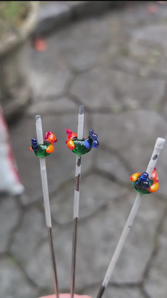 Handmade Sri Lankan/Red Junglefowl Lampworked Glass Bead Necklace